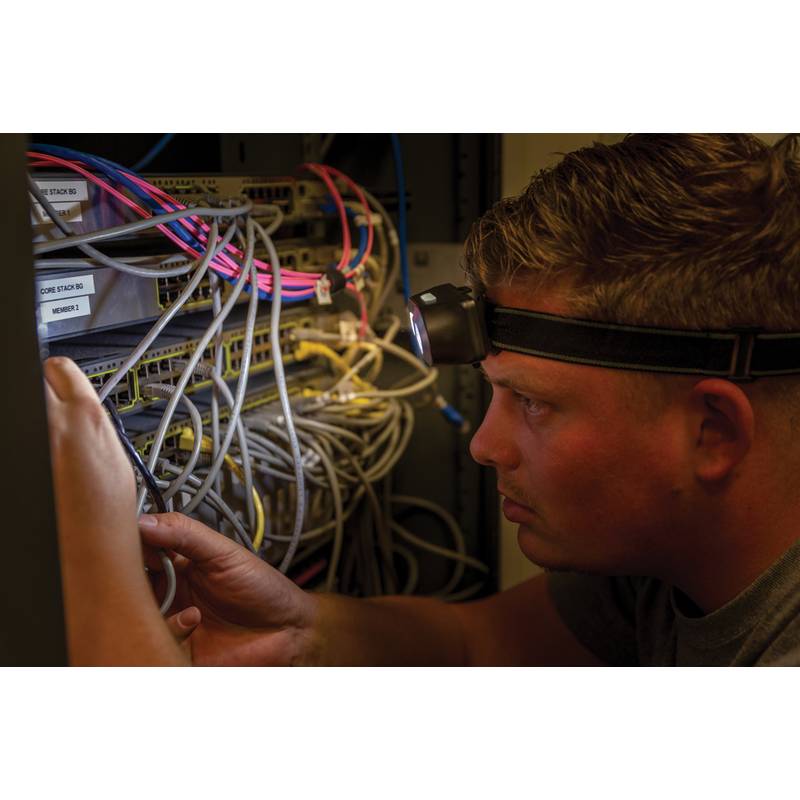 COB čelovka s LED svetlom, čierna COB čelovka s LED svetlom, čierna